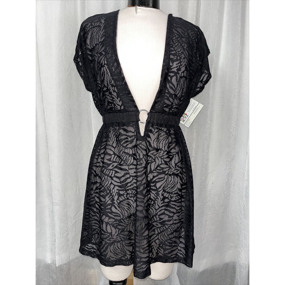 J. Valdi Women's Swimsuit Cover Up Black Lace Size Med